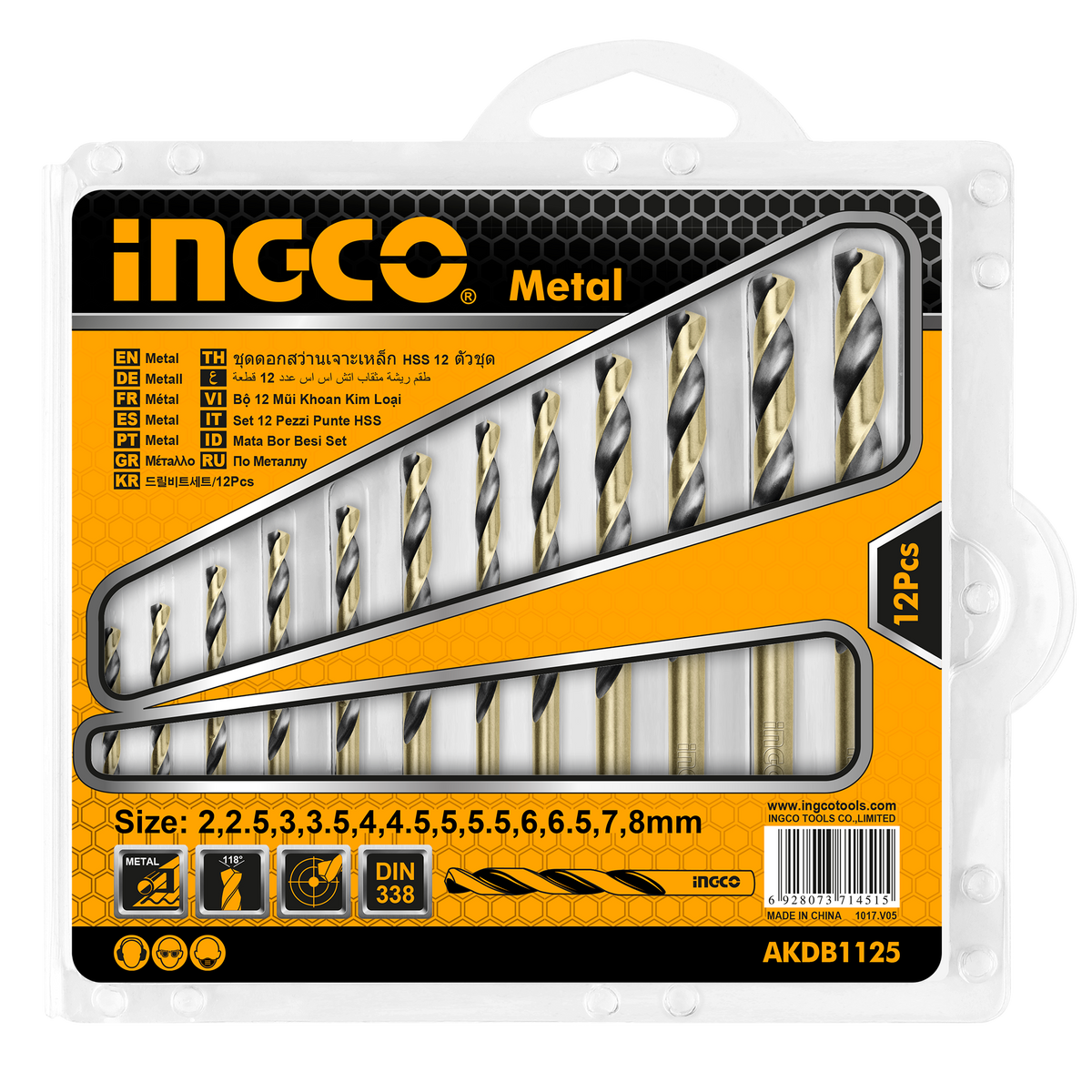 Set 12 burghie metal HSS 2-8mm INGCO 12buc