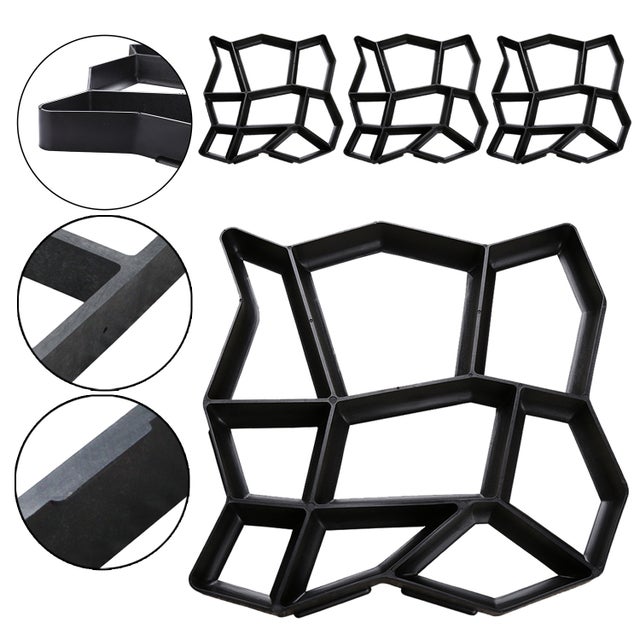 4 piezas Molde de hormigón plástico para jardín: fabricación de losas y adoquines, material duradero y resistente a la corrosión