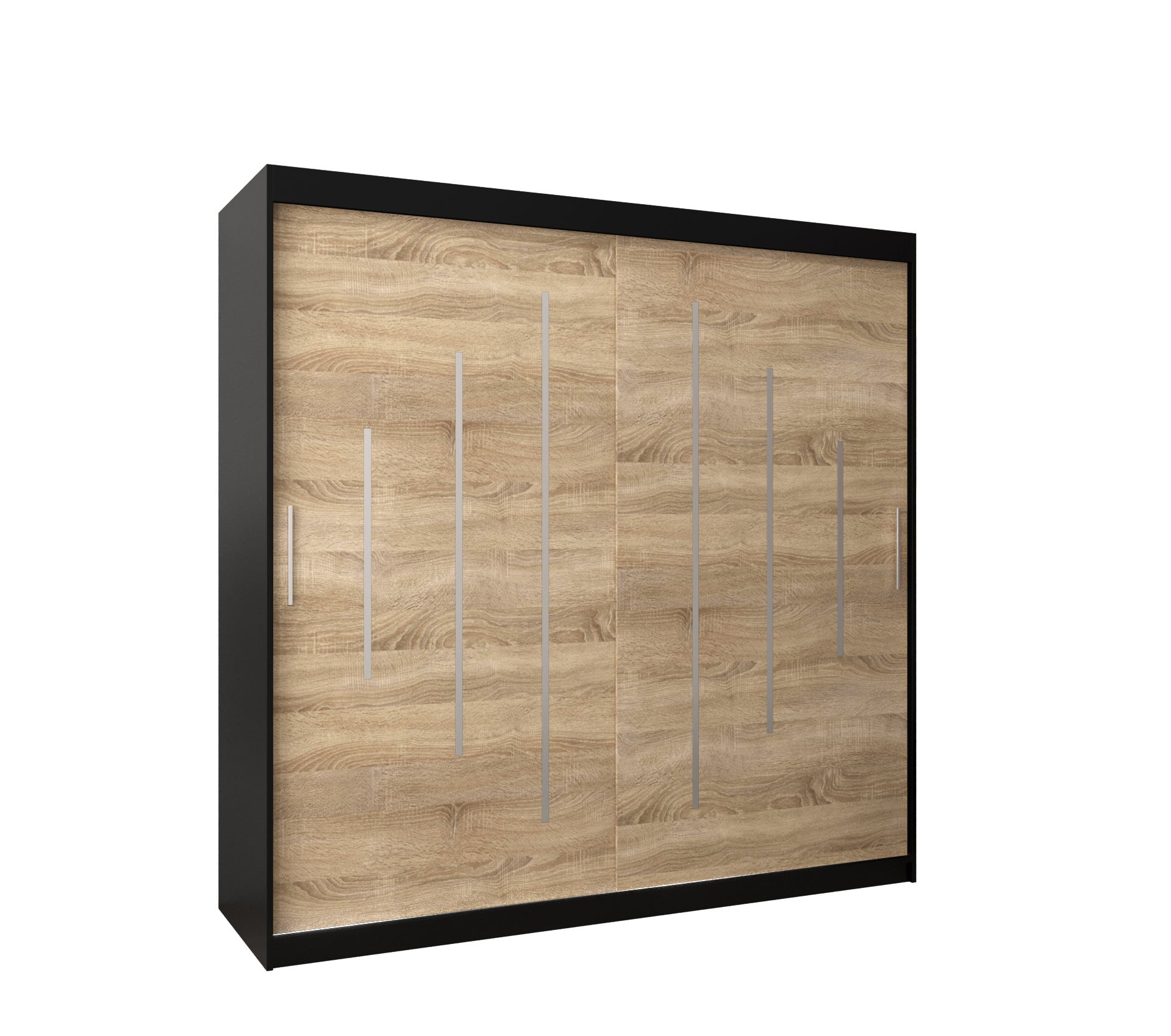 Szafa przesuwna garderoba York 200 x 62 x 200 cm Czarny + Sonoma - Abiks Meble