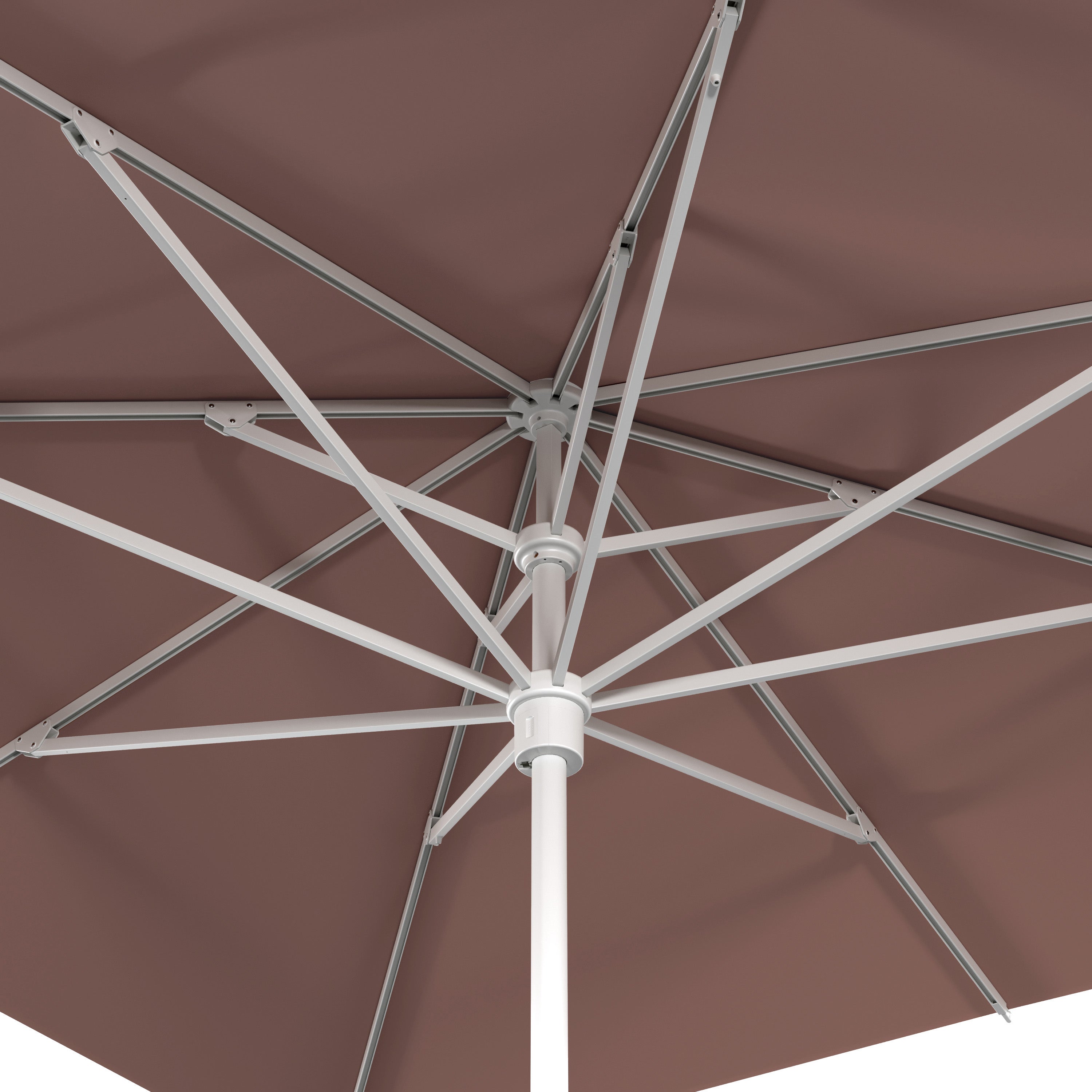 IASO Basics Sintra – Parasol iluminado con panel solar 4x4 lona terracota estructura blanca - 4
