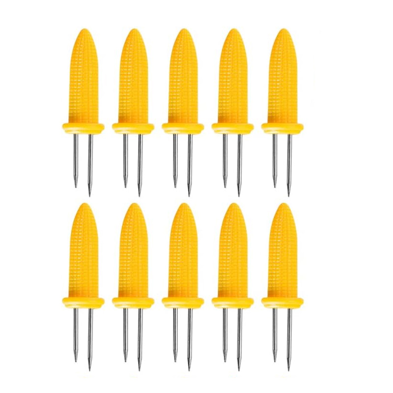Szpikulce do kukurydzy ze stali nierdzewnej, szczypce antypoślizgowe do kukurydzy, widelce do owoców, 10 sztuk (małe)