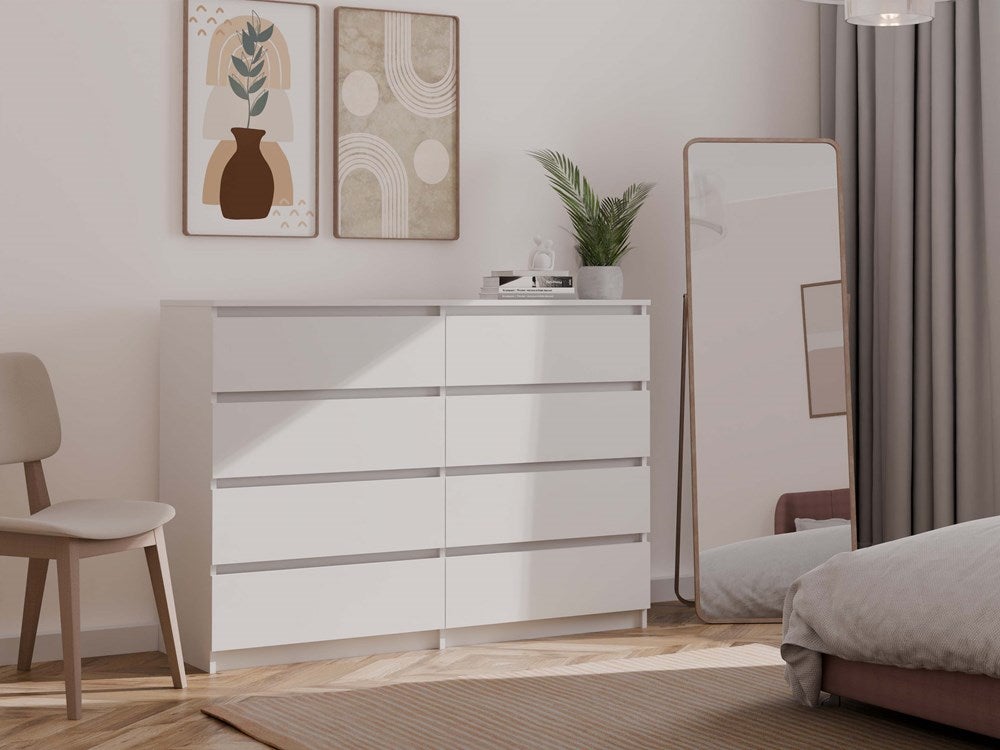 MILANO - Cassettiera moderna per camera / soggiorno / ufficio 40x138x97 - 8 cassetti scorrevoli - Mobile contenitore - Cassettiera - 9