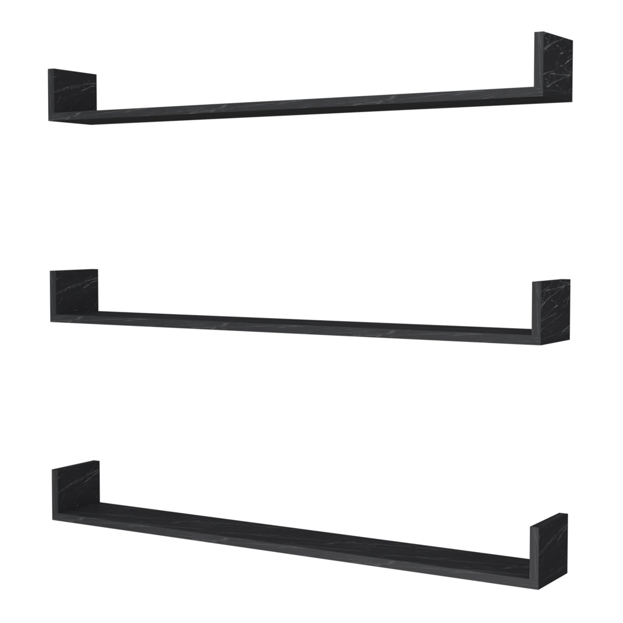 Lot De 3 Étagères Murales En Bois Mex-System - Support Plantes Et Décoration Murale Noir
