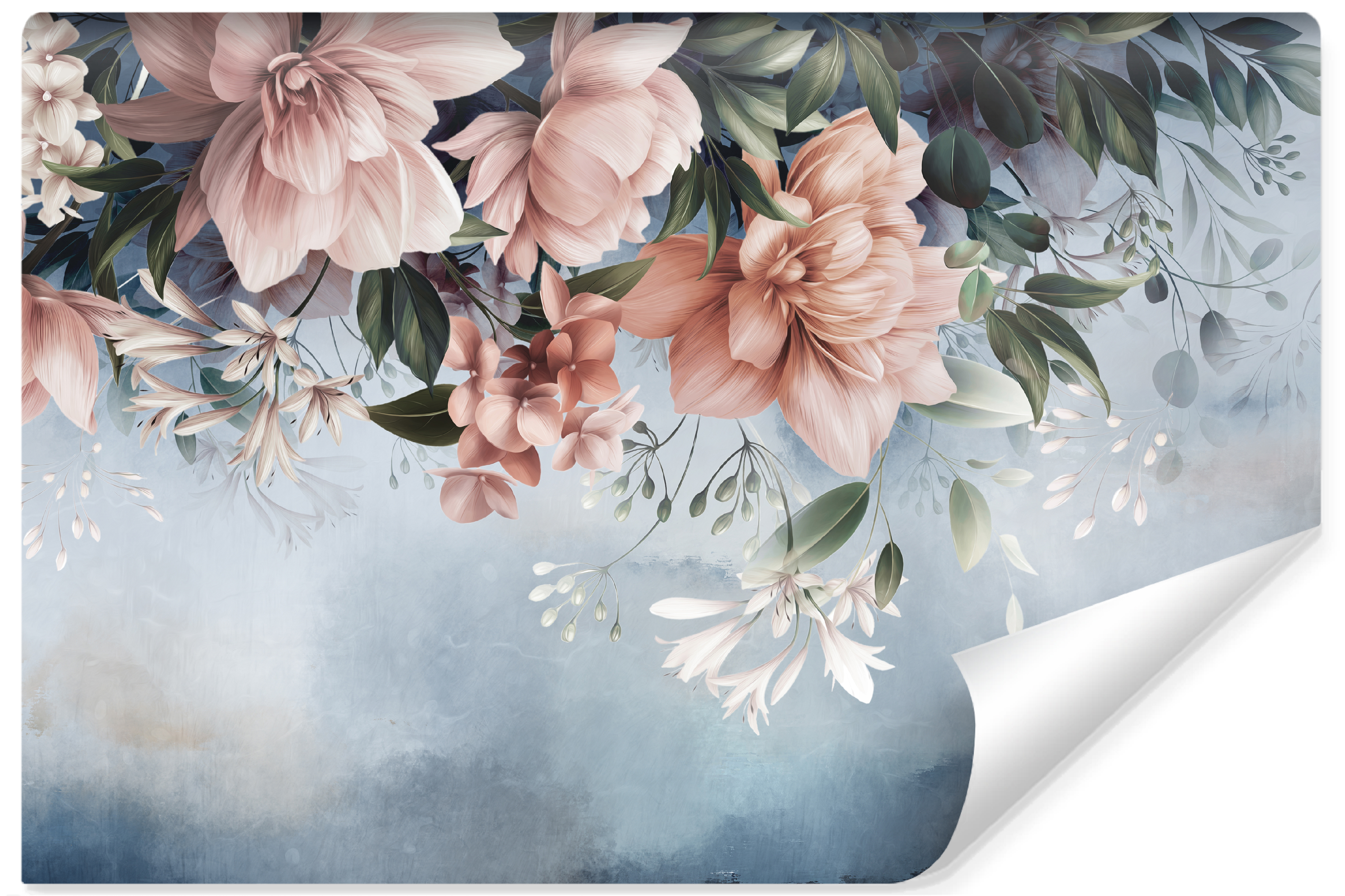 Papel pintado fotografia no tejido flores hojas plantas naturaleza para salon 360cm x 240cm