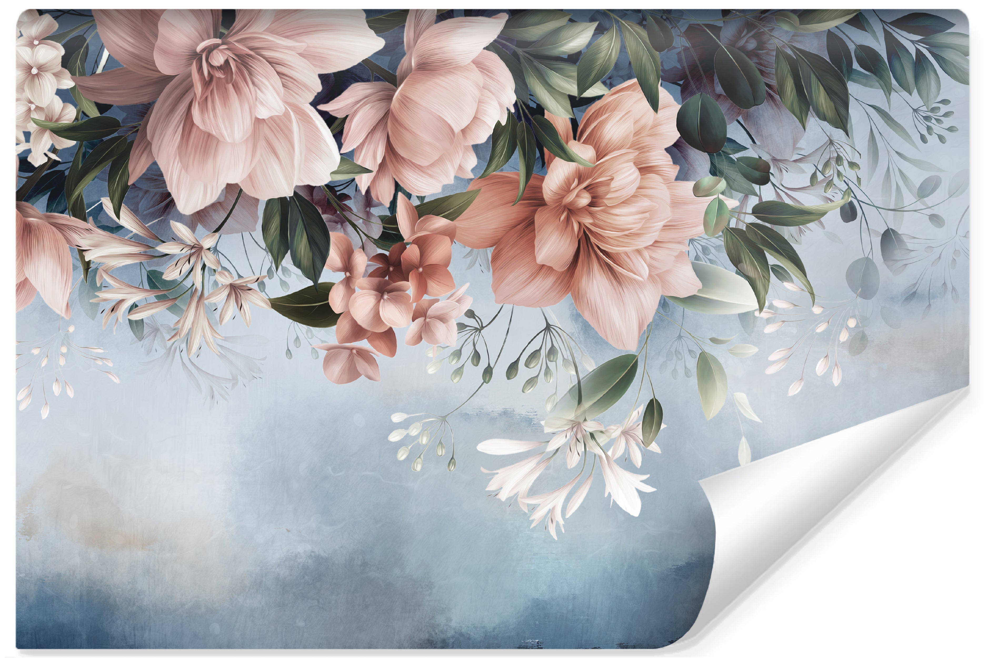 Papel pintado fotografia no tejida flores hojas colores plantas naturaleza para salon 315cm x 210cm