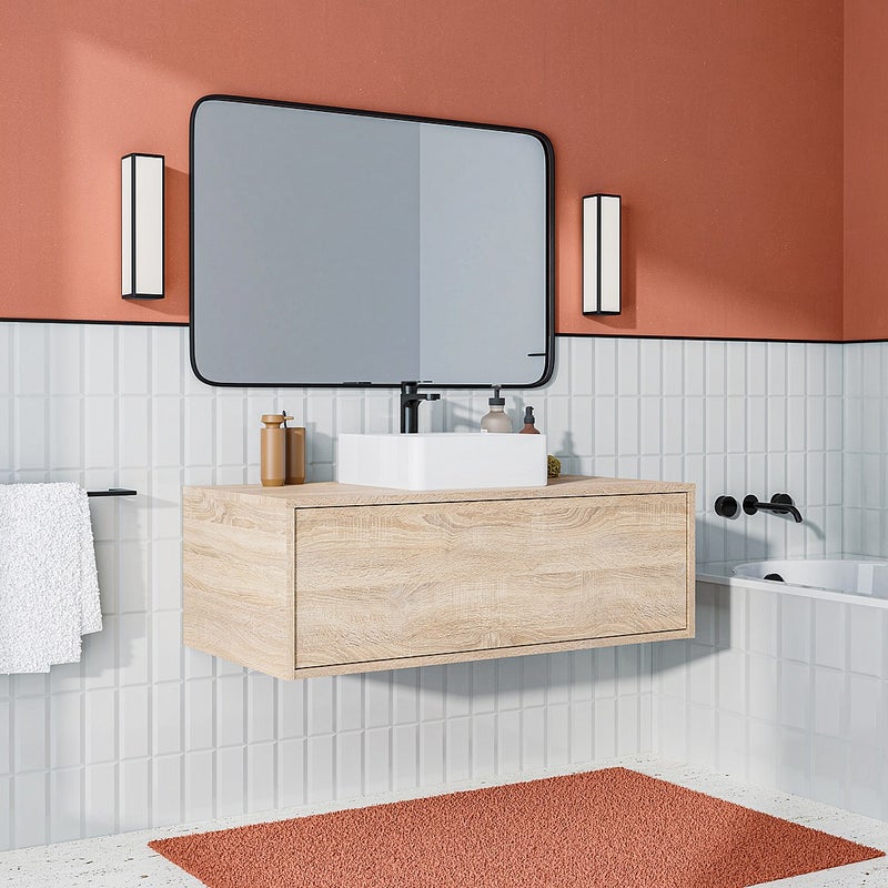 Szafka łazienkowa wisząca pod umywalkę - Naturalny jasny - 94 cm - TEANA II