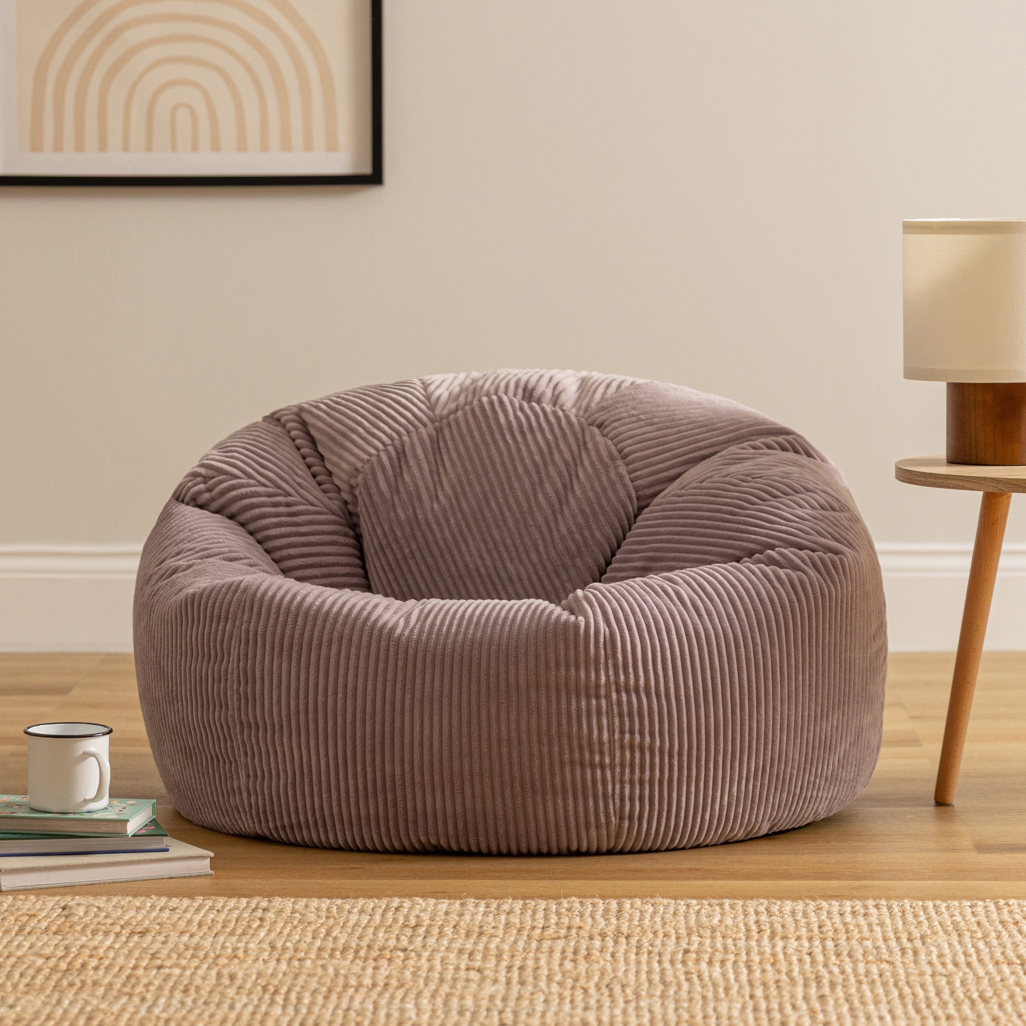 Pouf fauteuil Icon velours côtelé violet lavande, salon, chambre, 85x85cm, Made in Allemagne, Oeko-Tex® - 2