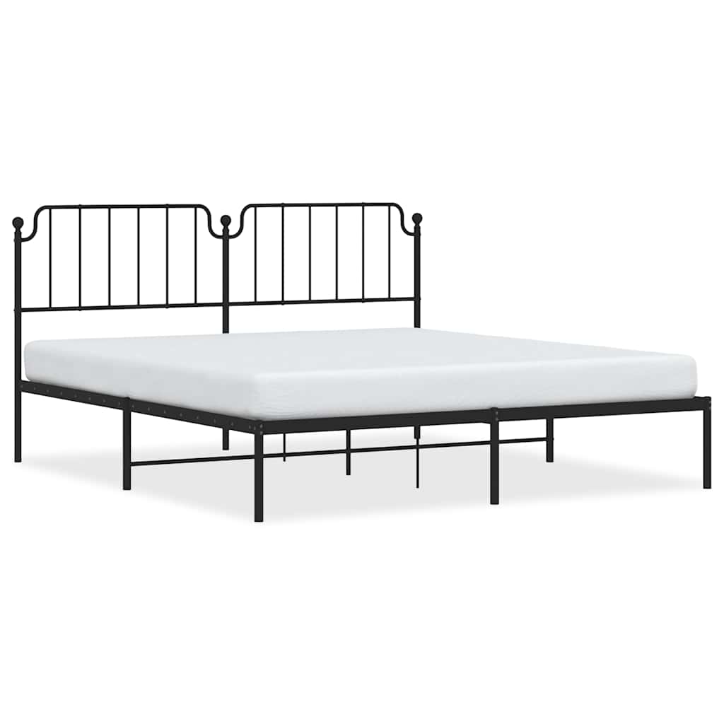 Estructura cama sin colchón con cabecero metal negro 183x213 cm vidaXL - 2
