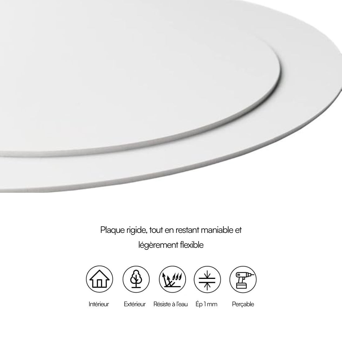 Plaque ronde en PVC blanc - Diamètre 1000 mm (100 cm) - Épaisseur 1mm - 5