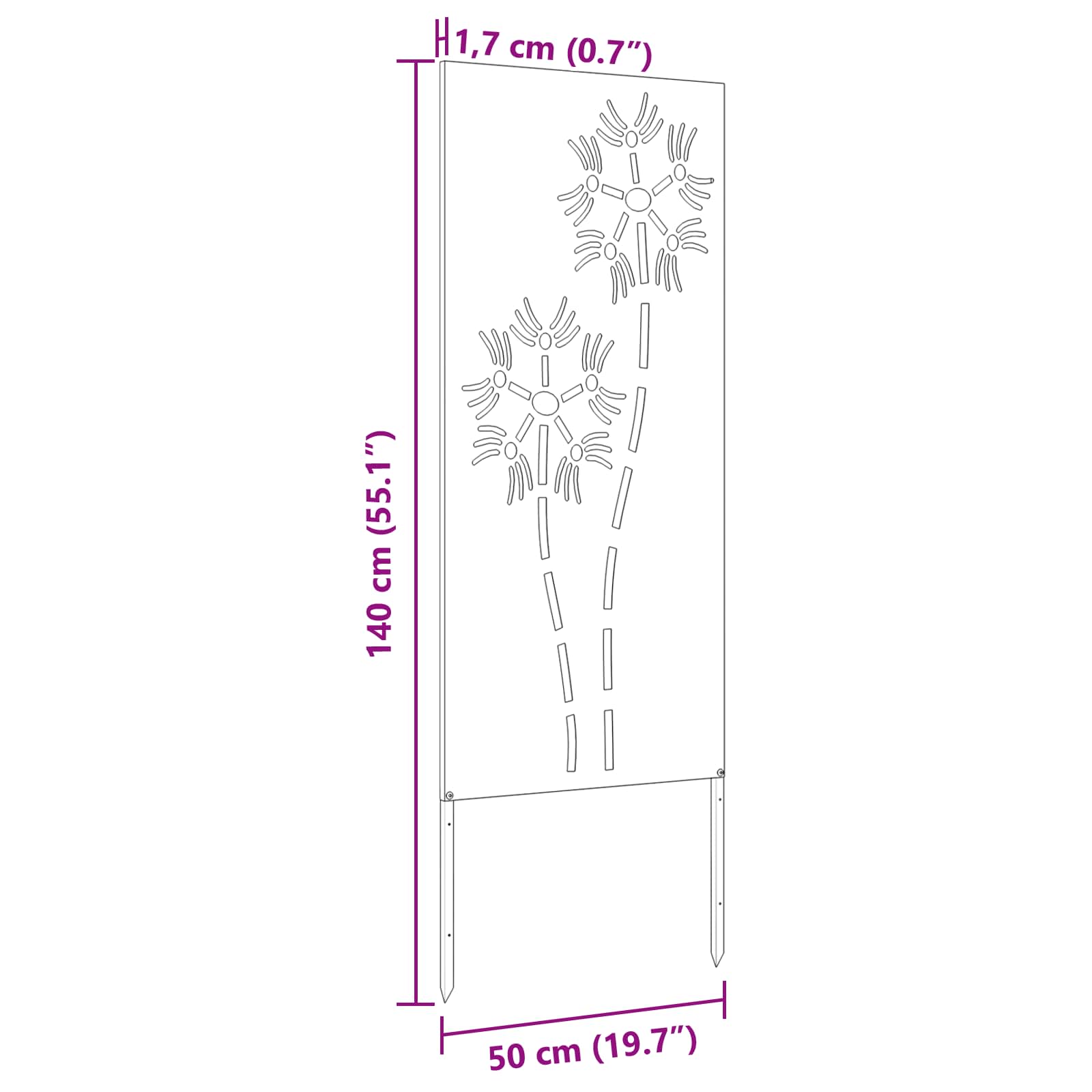 Écran de confidentialité de jardin Fretwork Noir 50 x 140 cm vidaXL - 2