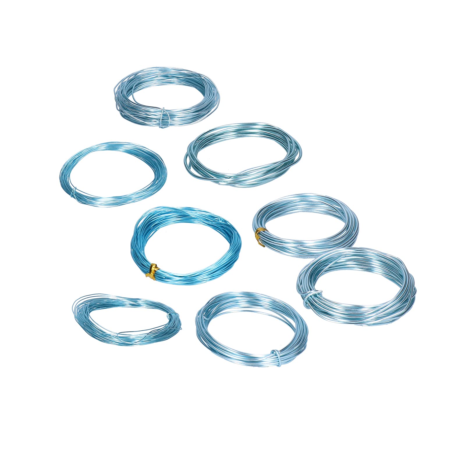 Zestaw 8 rolek drutu aluminiowego o grubości od 0,6 do 3 mm do wyrobu biżuterii i koralików,