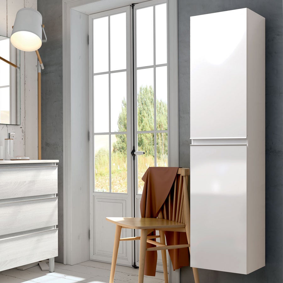 Ensemble meuble de salle de bain 80cm simple vasque + colonne de rangement PALMA - blanc - 4