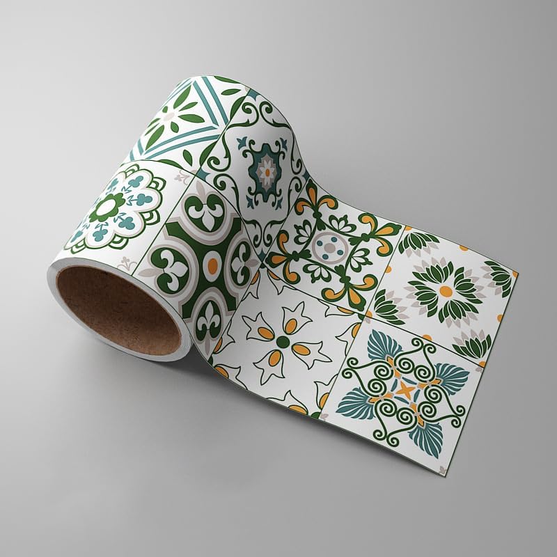 Cenefa de papel pintado con diseño verde, extraíble, autoadhesiva, impermeable, de PVC, 10 cm x 500 cm