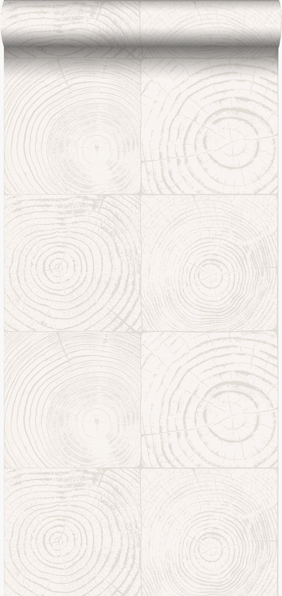 Papel pintado cortes de troncos de arboles blanco marfil - 53 cm x 10,05 m - origin wallcoverings