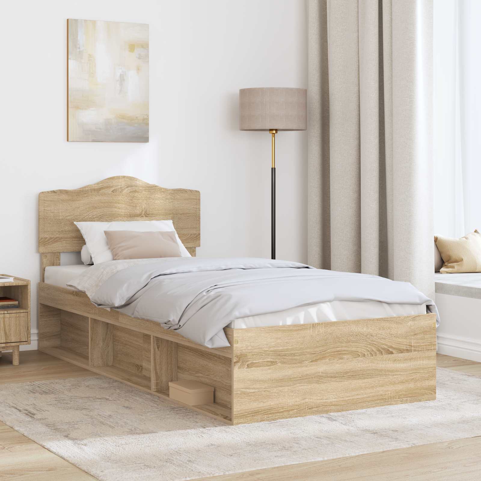 Cadre de lit en bois de pin massif, pour la chambre, 100 × 200 cm - 3