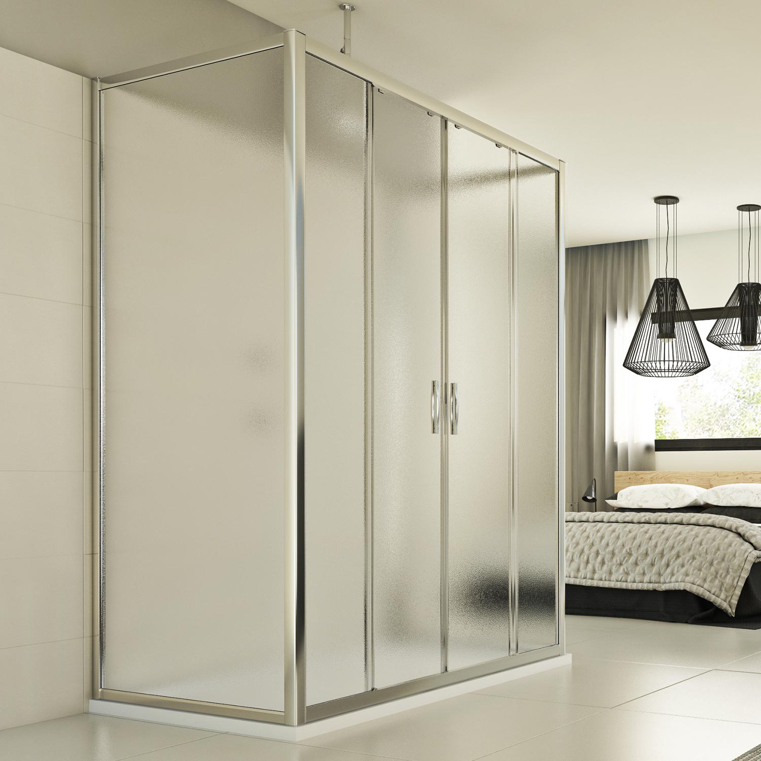 Cabine De Douche Idralite Young 1 Anta - 140 Cm, Hauteur 198 Cm, Porte Coulissante Opaque, Aluminium Et Verre (Neuf)