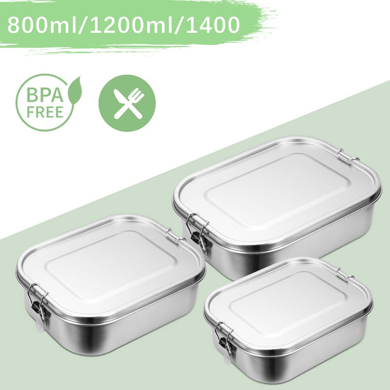Contenitore Per Il Pranzo In Acciaio Inox Con Scomparti, 1400 Ml, In