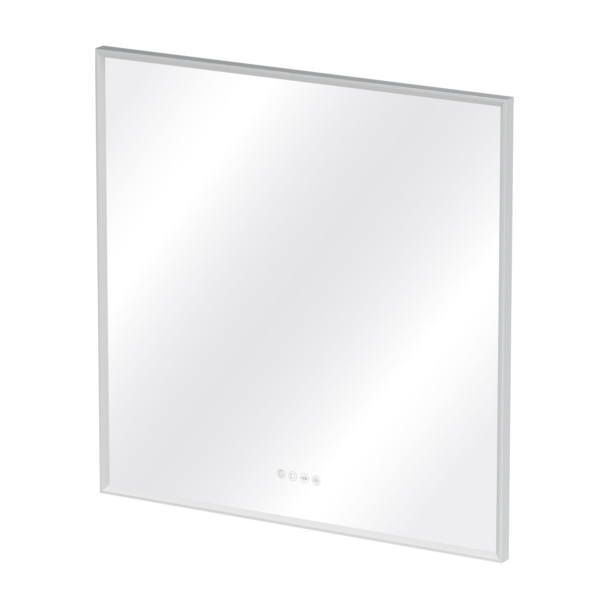 Lustro podświetlane kwadratowe szer. 90 x wys. 90 cm rama Neo, rama chromowana - 3