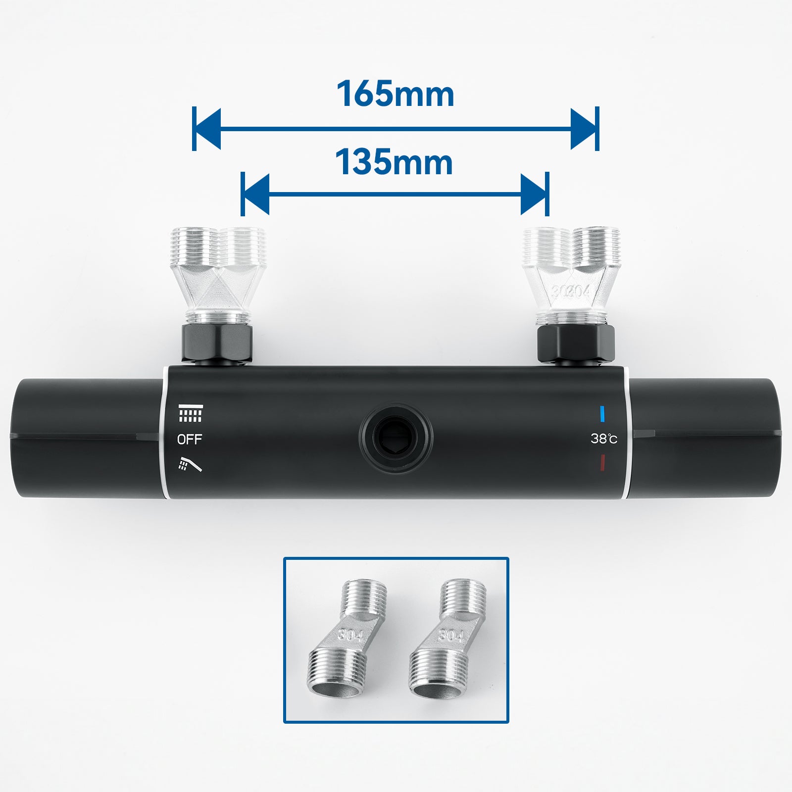 Coluna Duche Termostática Preta com Misturadora Termostática Coluna Duche 38°C,Altura Ajustável,Duche Cabeça/Chuveiro Mão com 3 Jatos - 7