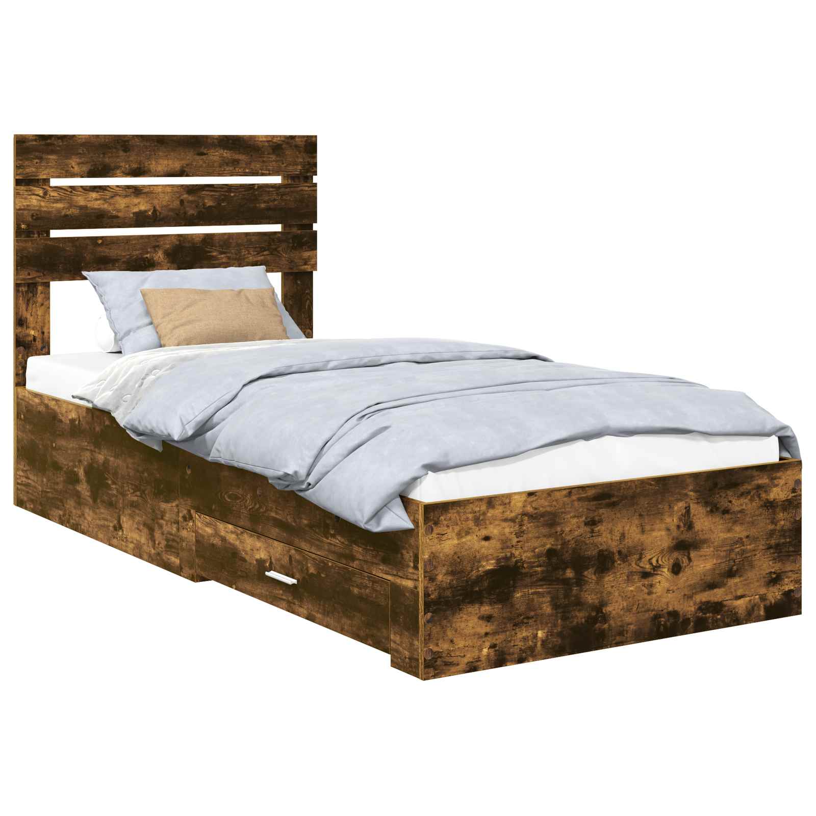 Cadre de lit chêne fumé 90 x 190 cm en panneau de bois - 2
