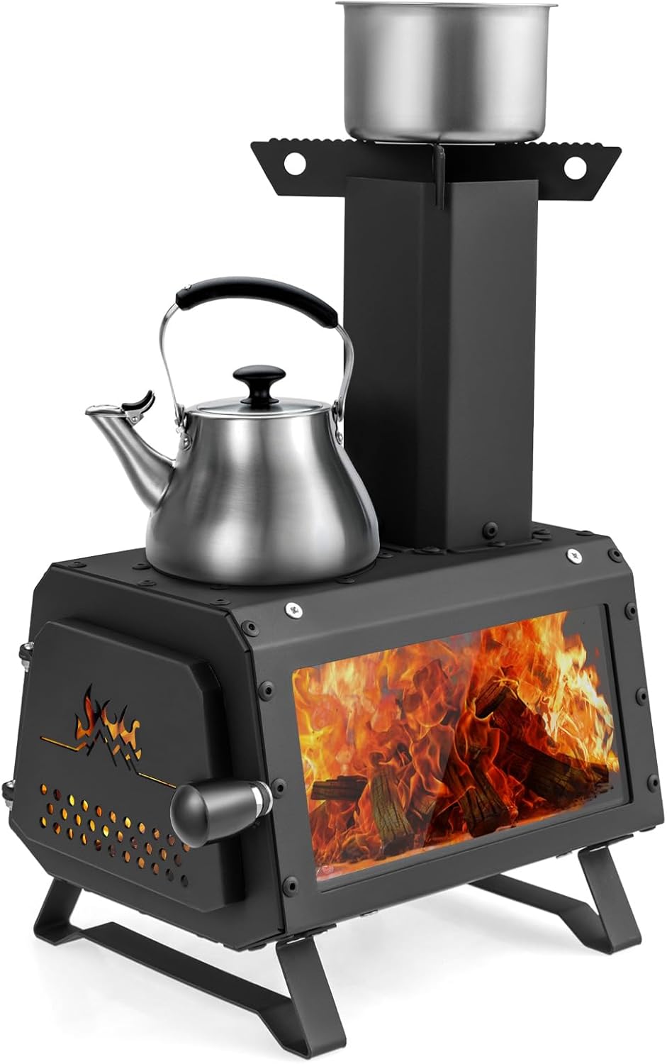 Poêle à bois de camping portable, acier inoxydable, pliable, léger, bois de chauffage, extérieur, randonnée, voyage, barbecue, pique-nique
