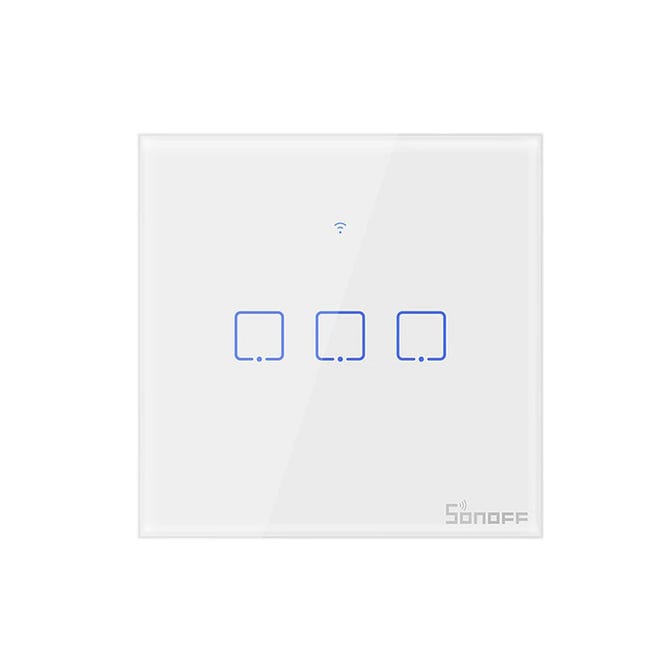 Interrupteur de lumière blanc à un seul bouton, panneau en verre trempé avec indicateur LED 1 Gang 1 voie Interrupteur de lumière blanc à un seul bouton, panneau en verre trempé avec indicateur LED 1 Gang 1 voie