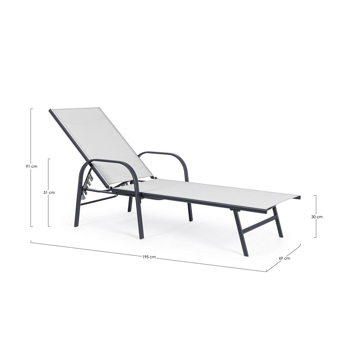 Chaise longue de jardin inclinable blanche Bizzotto Arent - 8