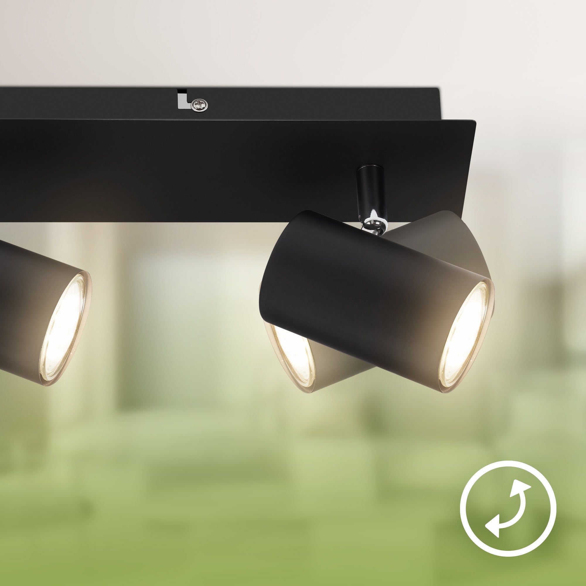 Spot LED 3-flammes - Classe d'efficacité énergétique A - IP20 - 450x80x125mm - Noir - 3.000K - 3x2W / 450lm - Briloner - 4