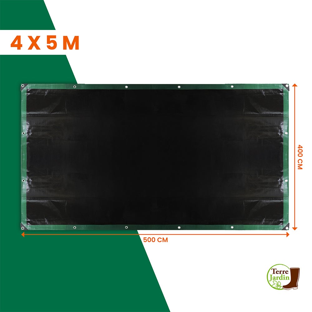 Bâche de protection épaisse ultra résistante en polyéthylène 4 x 5 m - 240 g/m2 - Vert et noir - 4 x 5 - Vert - 6