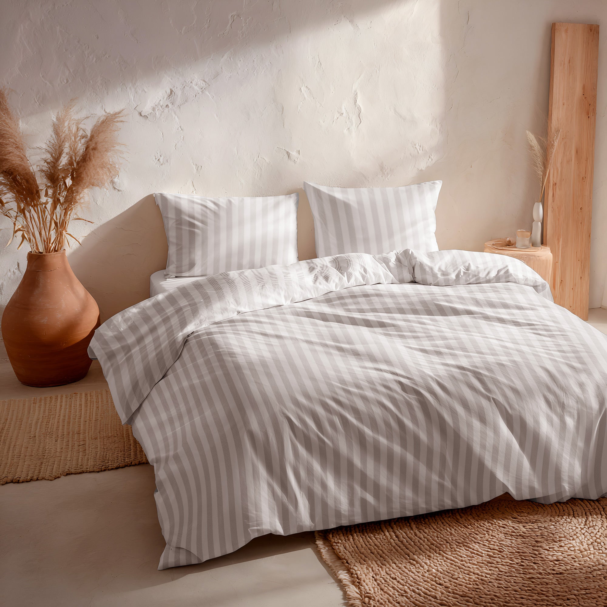 Housse de couette 100% coton 240x220 cm + 2(50x85) cm gris - Nuvia - 3