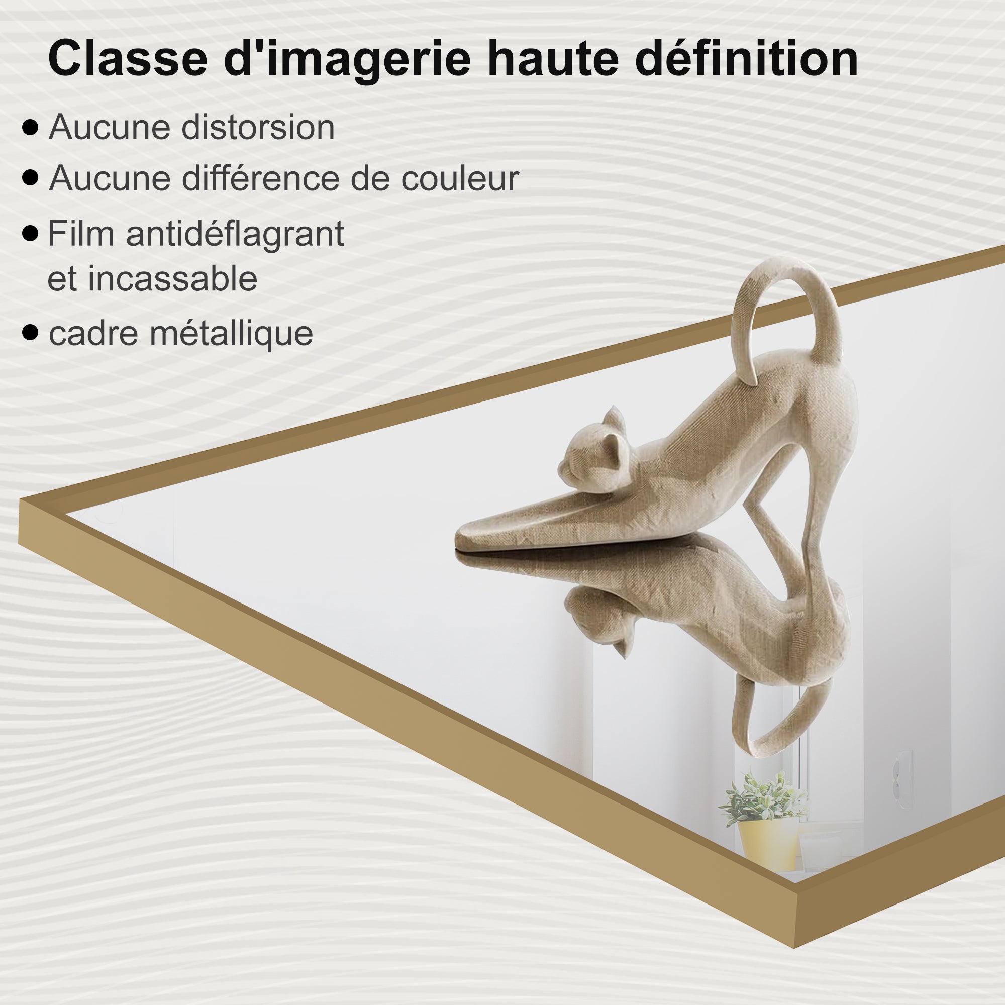 Miroir sur pied Rectangulaire 164 x 54cm, Grand Miroir Intégral avec Cadre en Alliage d’aluminium pour Chambre, Salon, À suspendre ou s'appuyer, Doré - 4