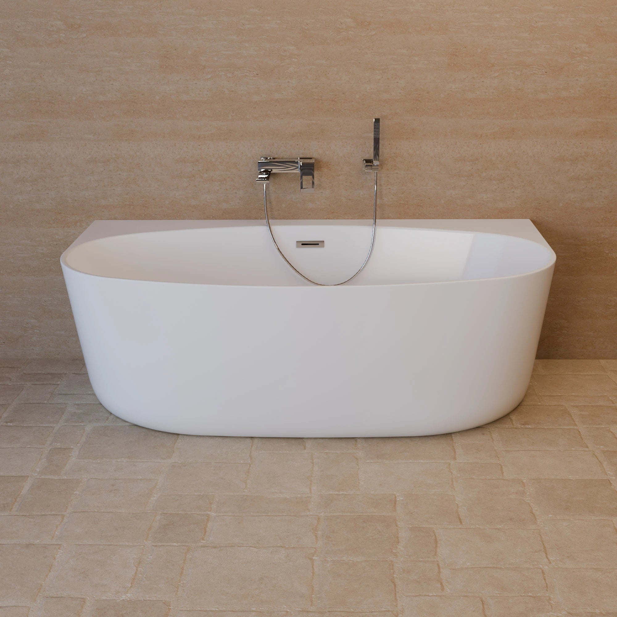 Baignoire Semi-îlot Murale Magic 170 Blanche 170 X88 X58 Cm, By Spalina - 3