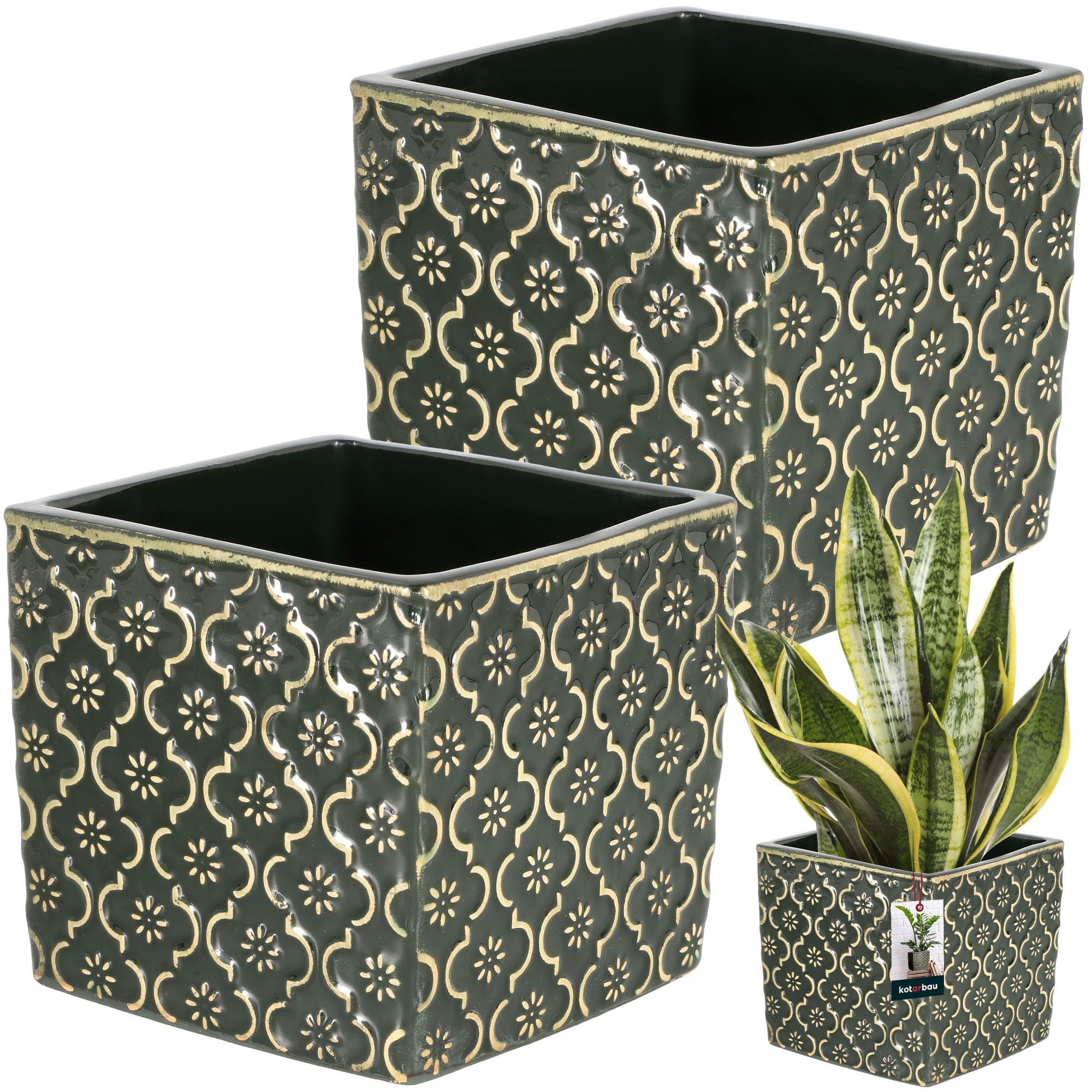 2x doniczka vintage 13x13 ceramiczna donica osłonka na kwiaty zioła rośliny - KOTARBAU