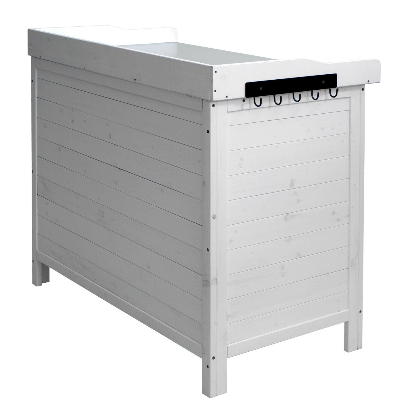 Armoire de jardin avec plan de travail HWC-L69 Outdoor sapin bois MVG 86x104x52cm ~ blanc - 8