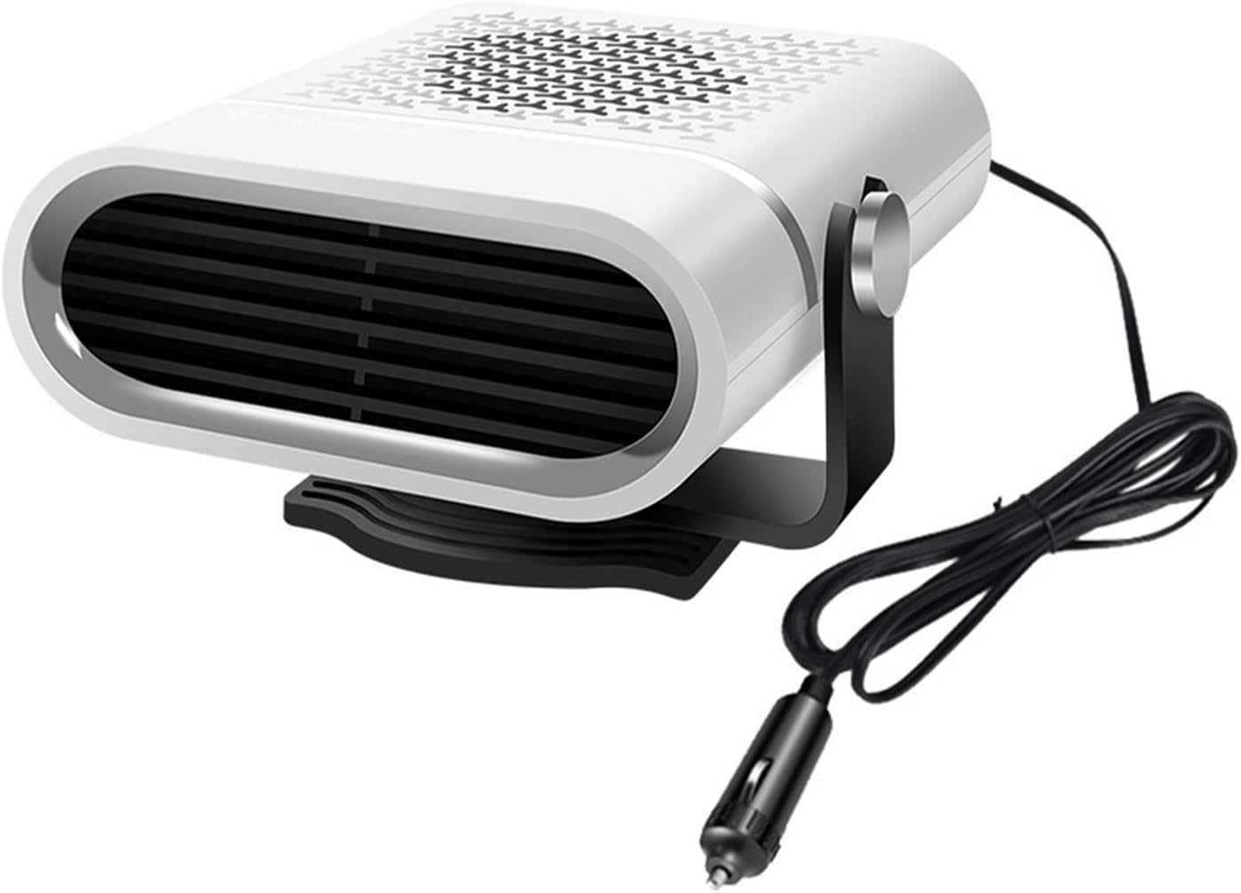 Ogrzewacz samochodowy z funkcją odmrażania, obrotowy ogrzewacz wielokątowy, przenośny podgrzewacz szyby przedniej (12 V, biały)