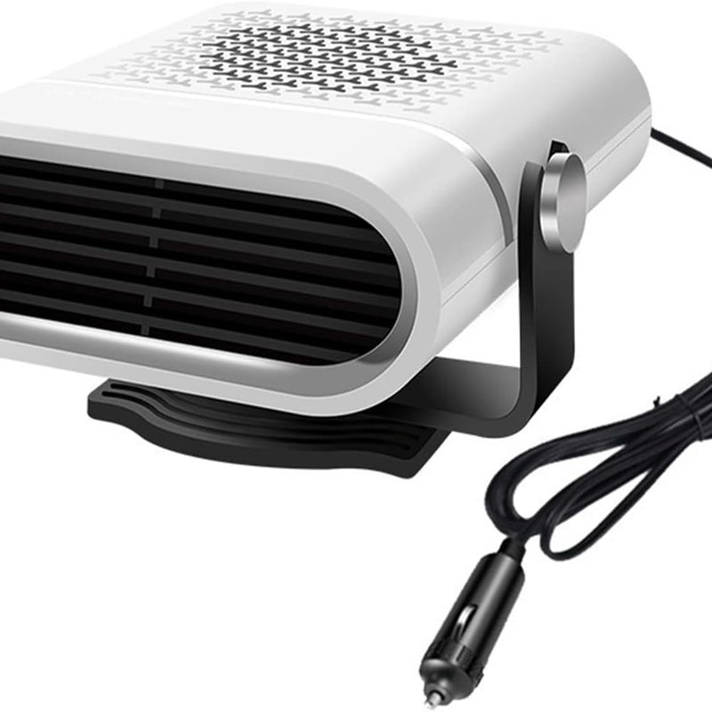 Ogrzewacz samochodowy z funkcją odmrażania, obrotowy ogrzewacz wielokątowy, przenośny podgrzewacz szyby przedniej (12 V, biały)