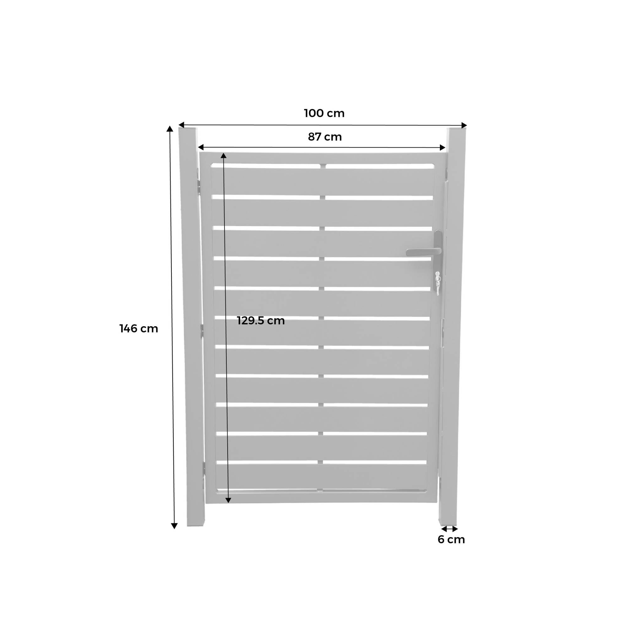 Portillon de jardin 100 x 146 cm en aluminium anthracite avec serrure et poignée. anthracite. traitement anti rouille. - 4