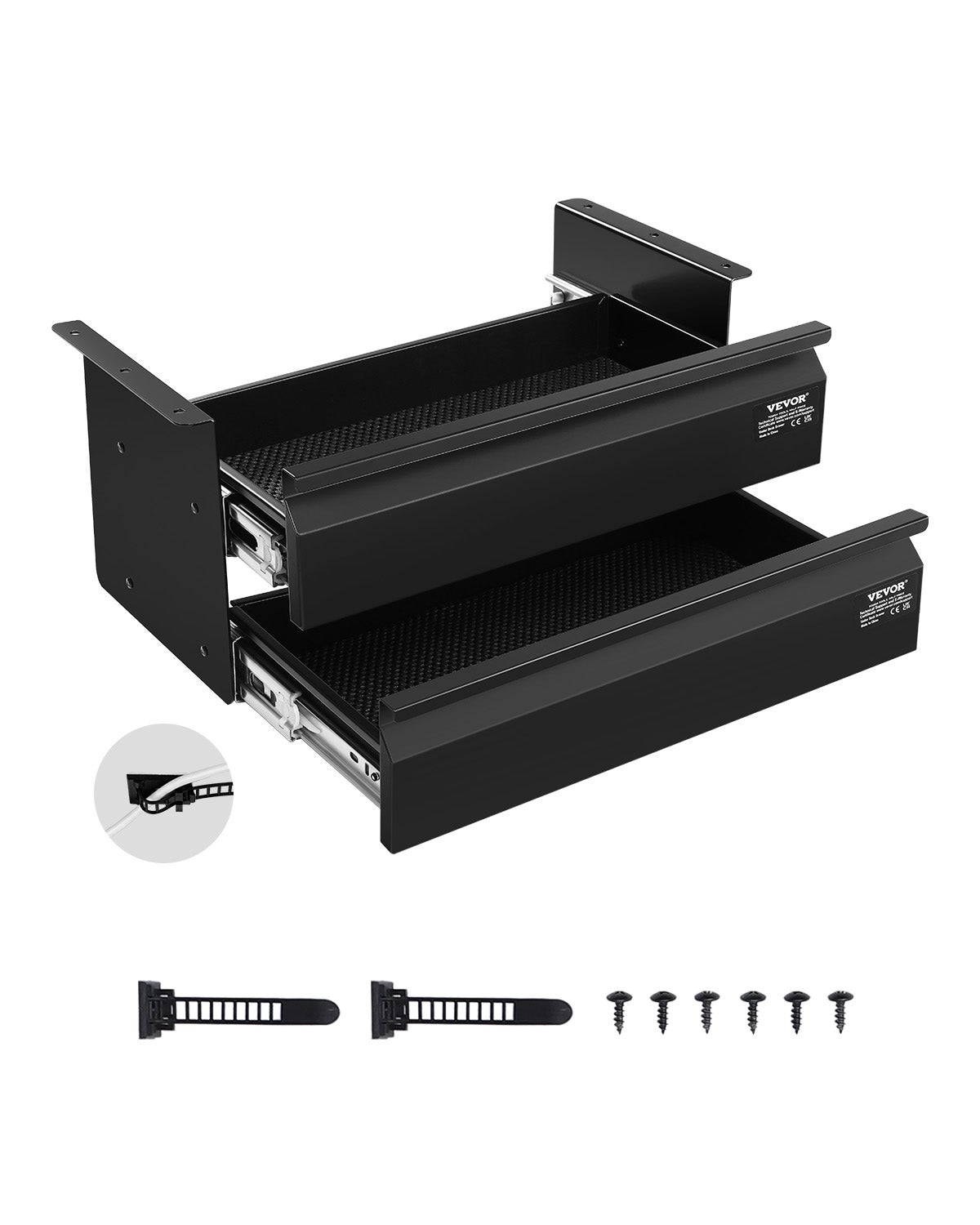 Cassetto Estraibile VEVOR Sotto Scrivania - 440x223x101 Mm, Nero, Organizzatore Ufficio Nascosto