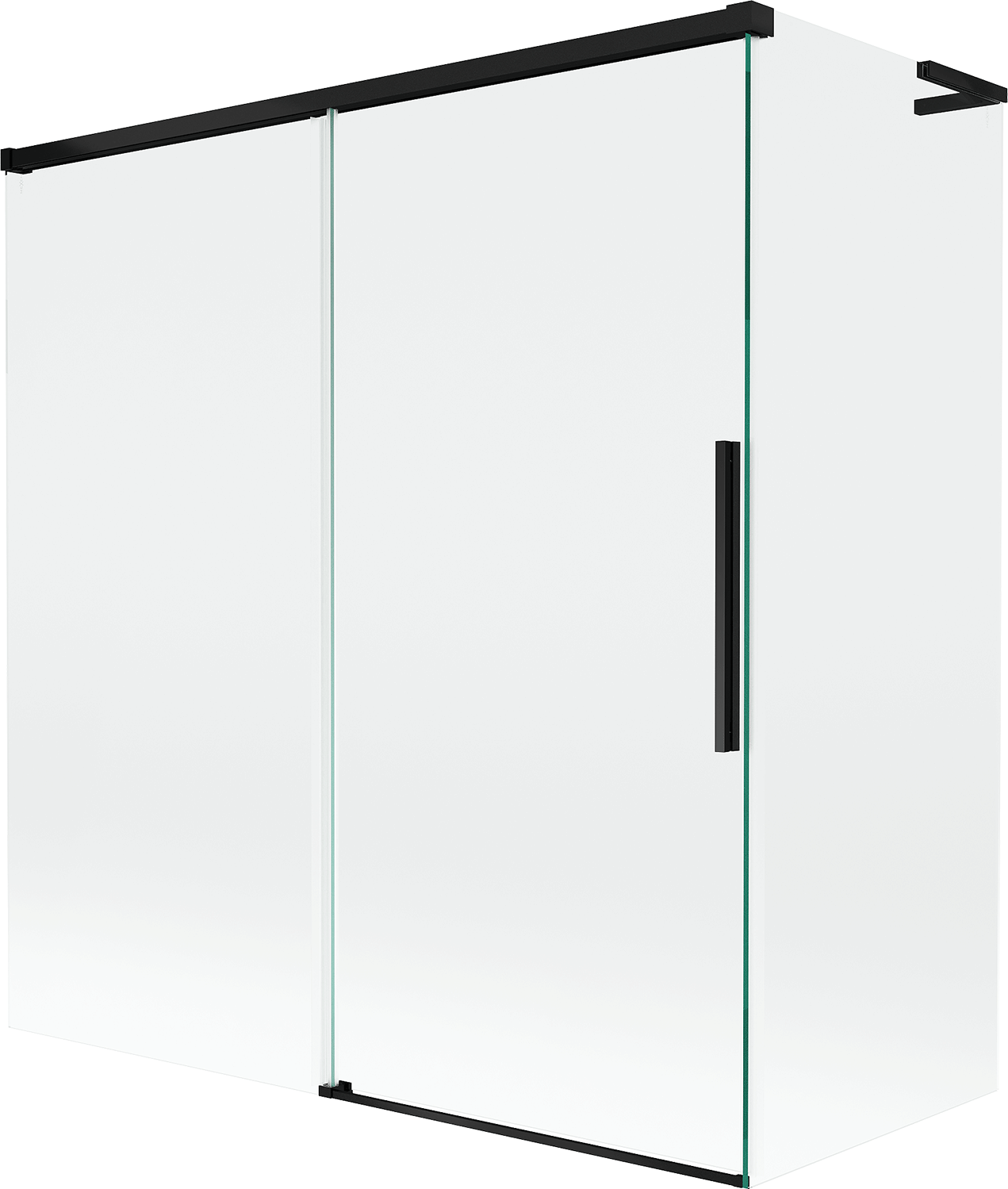 Mexen Rox L parawan nawannowy 2-skrzydłowy rozsuwany 150 + 70 x 150 cm, transparent, czarny - 8C9L-150-070-70-00