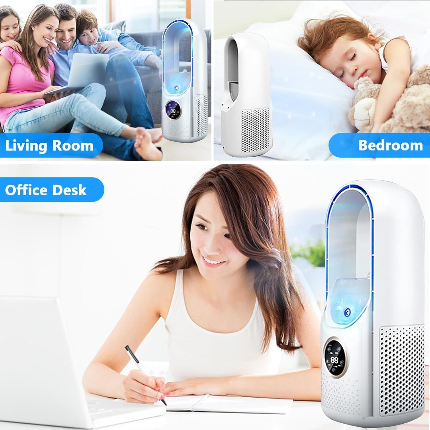 Climatiseur de chambre à coucher, climatiseur de camping, refroidissement/humidification de l'air, trois modes, 6 vitesses de vent, blanc - 5