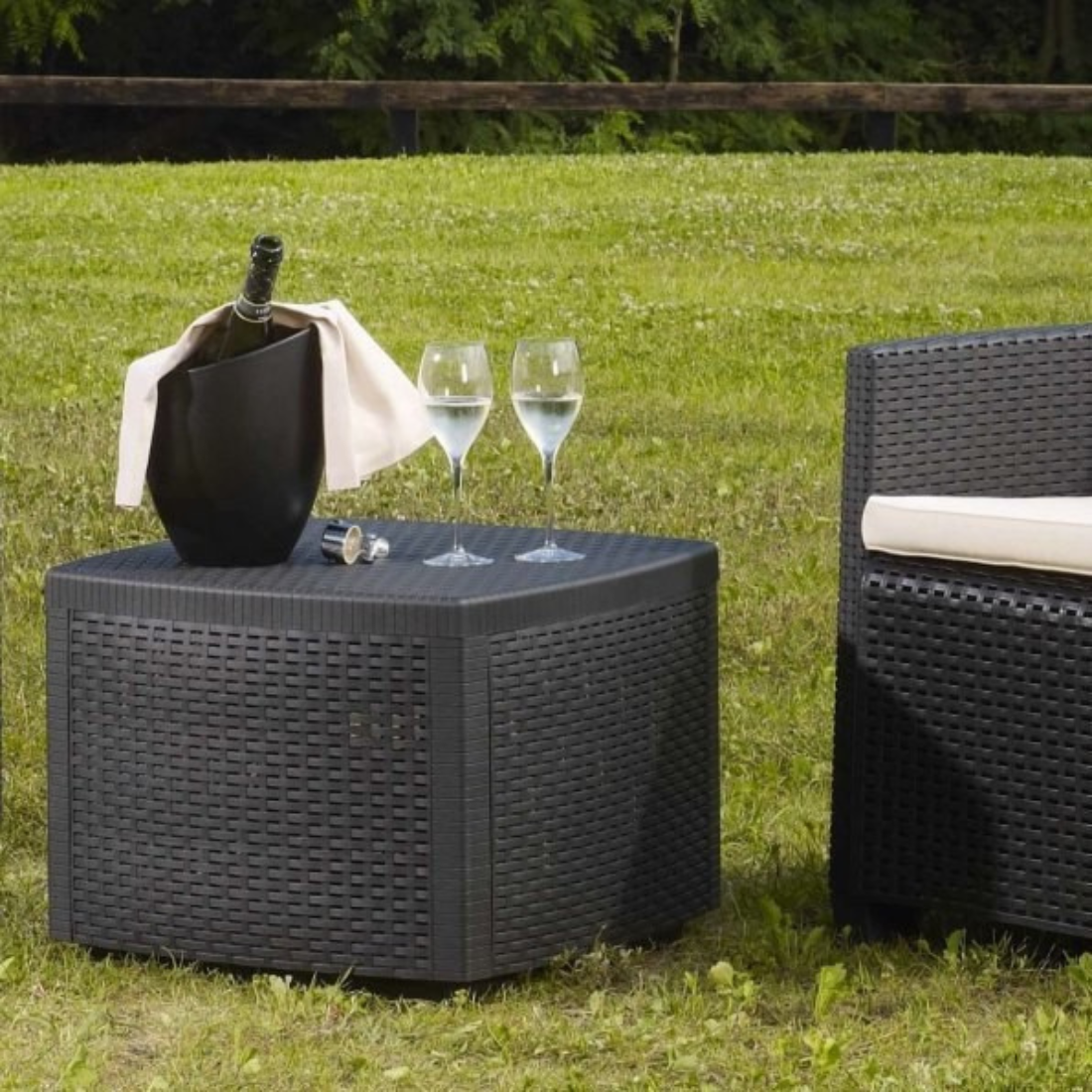 Mesa contenedor Progarden de ratán Naxos antracita - 3
