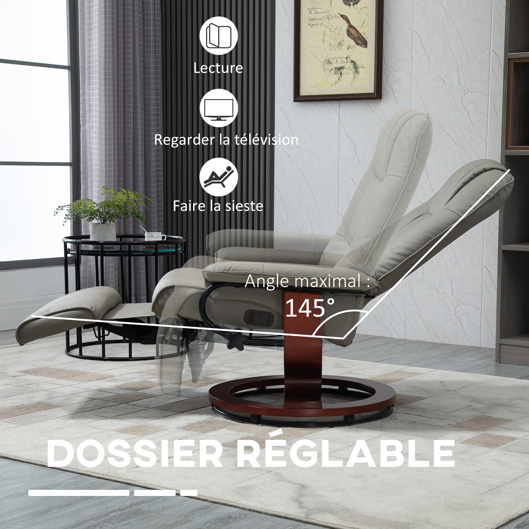 Fauteuil relax Revêtement synthétique HOMCOM - 4