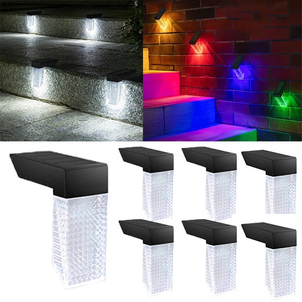 6 sztuk białego światła + kolorowe światło wodoodporna lampa indukcyjna do schodów kinkiet indukcyjny z ruchem słonecznym