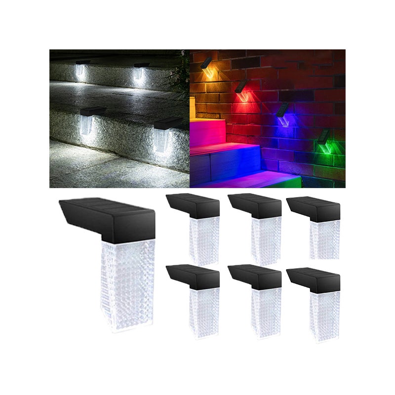 6 sztuk białego światła + kolorowe światło wodoodporna lampa indukcyjna do schodów kinkiet indukcyjny z ruchem słonecznym