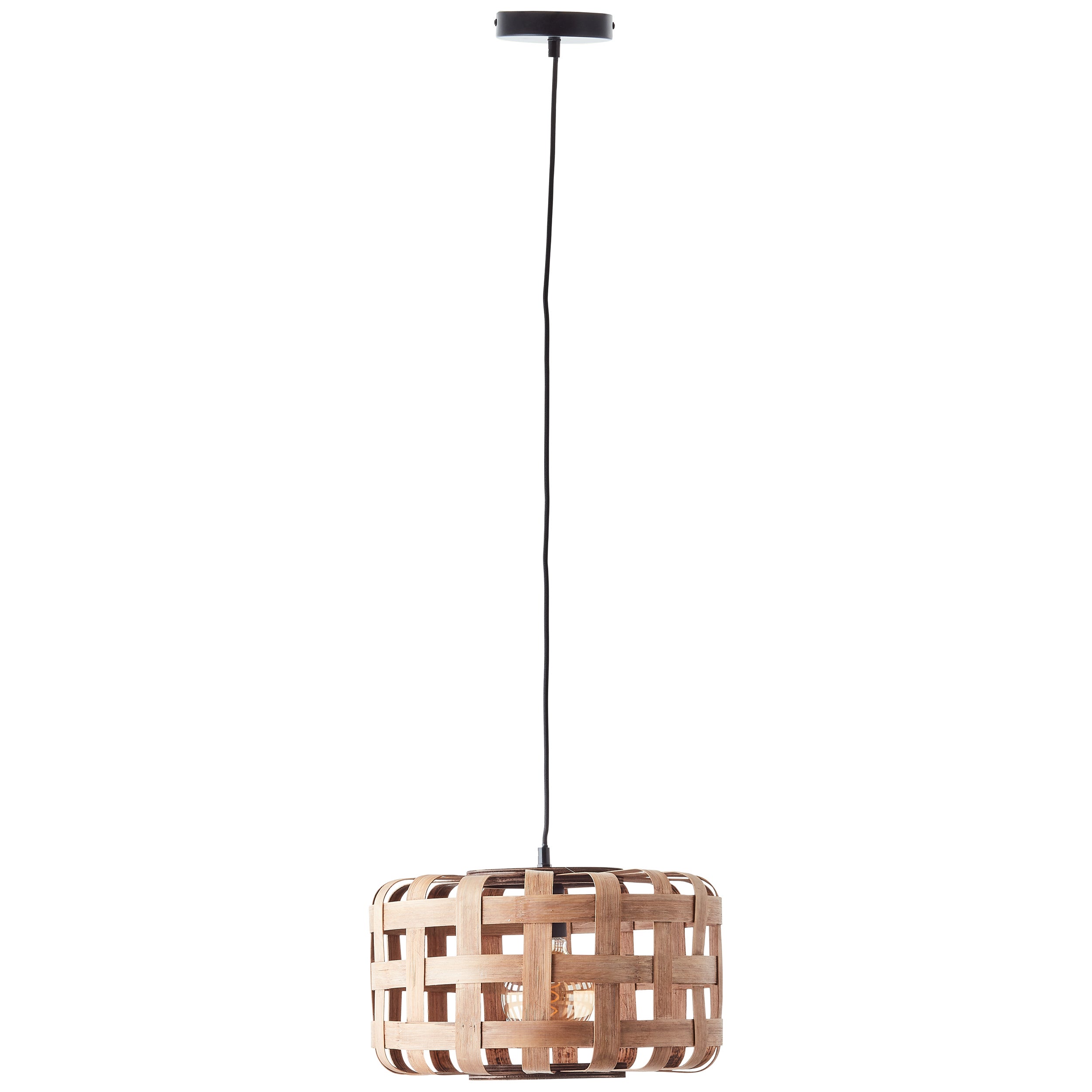 Brilliant Woodline lampa wisząca 1-punktowa bambus 36cm metal/tkanina brąz 1x A60, E27, 60W - 2