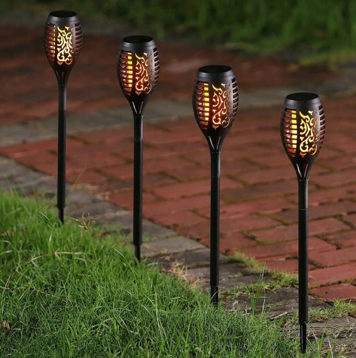 Lampa solarna LED ogrodowa wbijana pochodnia 0.72W 51cm IP44 efekt płomienia czarna MasterLED - 6