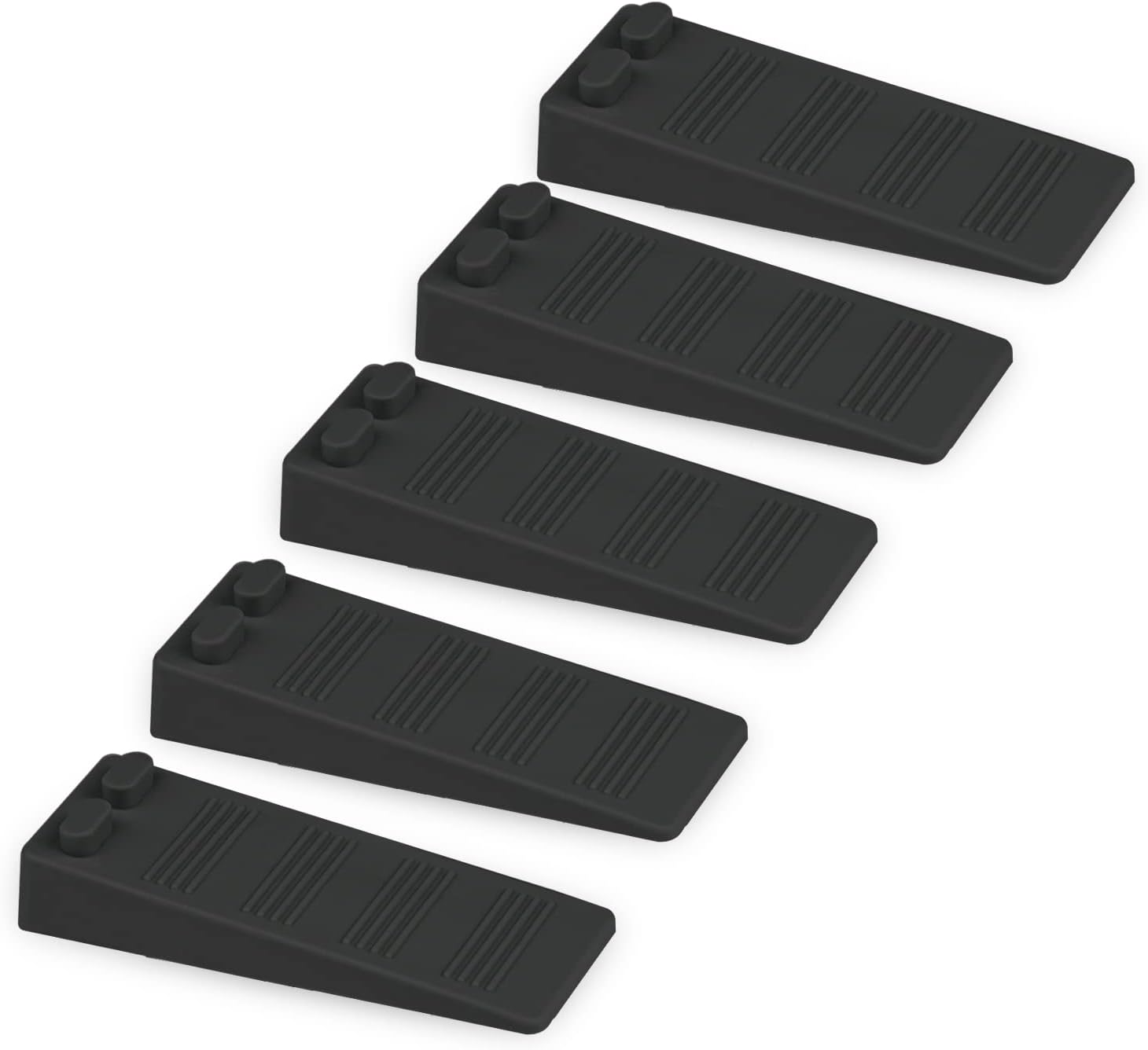 5-częściowy klin do drzwi z miękkiej gumy, regulowana wysokość, antypoślizgowy klocek, chroni podłogi i ściany, do dywanów, betonu, parkietów (czarny)