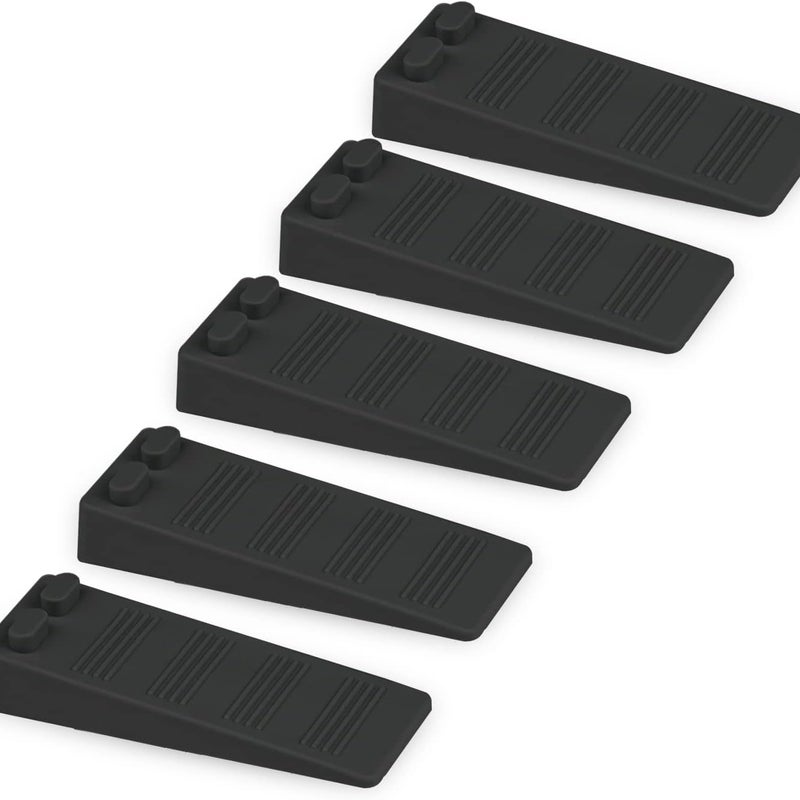 5-częściowy klin do drzwi z miękkiej gumy, regulowana wysokość, antypoślizgowy klocek, chroni podłogi i ściany, do dywanów, betonu, parkietów (czarny)