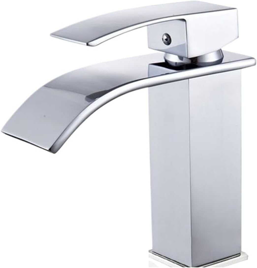 Ocynkowany kran zlewozmywakowy typu wodospad, montowany na blacie, mieszacz wody ciepłej i zimnej, jeden otwór, jedna dźwignia, rdzeń aluminiowy