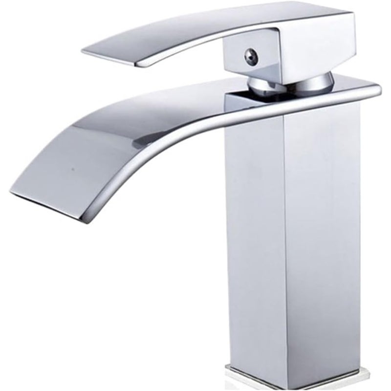 Ocynkowana bateria umywalkowa typu wodospad, montaż na blacie, jednootworowa, jednouchwytowa bateria z mieszaczem ciepłej i zimnej wody